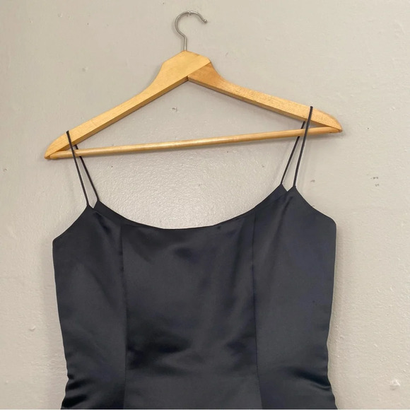 Catherine Regehr Black Satin Fit and Flare Tulle Lined Mini Dress Size Small - Picture 2 of 10